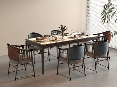 New Chinese Style Dining Table and Chair Dining Table and Chair Guest Dining Room Table and Chair Combination Chinese Style Table and Chair Tea Table and Chair 3d model