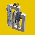 Modern Display Shelf with Hanging Clothes and Shoes for Apparel Storage and