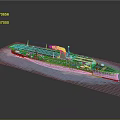 Large Naval Aircraft Carrier Sailing On Sea With Blue Waves Flight Deck And Smoke Stack