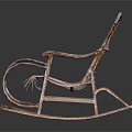 Vintage Wicker Rocking Chair With Metal Frame And Woven Seat Design