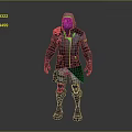 Game Movie Character With Hooded Coat Neon Green Accents And Tactical Armor Design