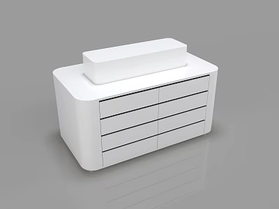 Modern White Display Shelf With Drawers And Top Platform For Retail 3d model