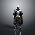 Man In Medieval Knight Armor With Black Cloak Full Body Standing