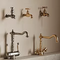 Classic Brass And Silver Wall Mounted Countertop Faucets Vintage Design