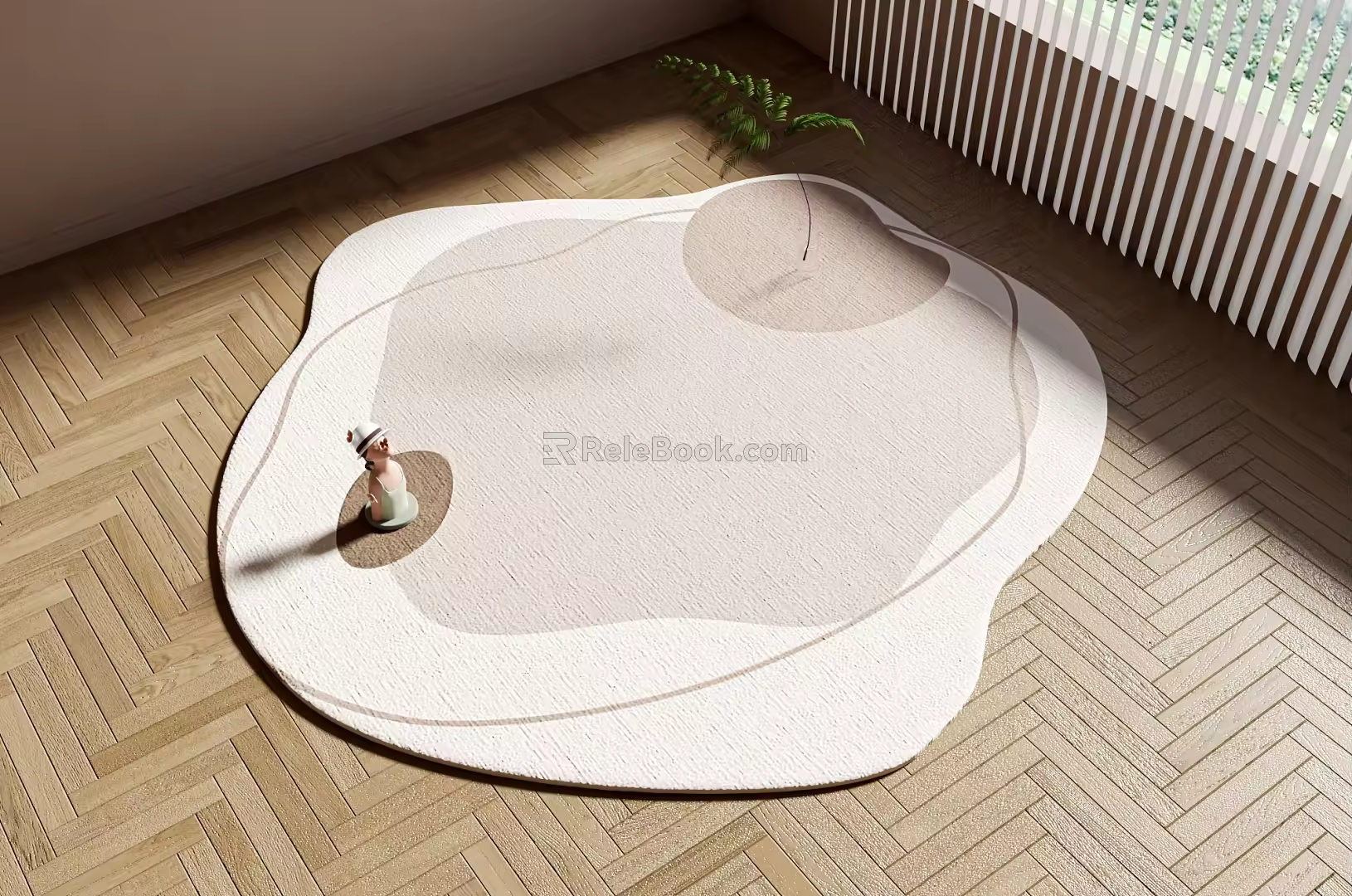 Cream wind irregular carpet shaped carpet sofa coffee table carpet 3d model