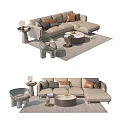 Modern sofa coffee table combination with pillows side table and area rug 3d model