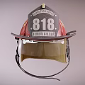 Red and Yellow Firefighter Helmet with 818 Number Transparent Face Shield and Black Strap