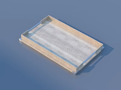 Wooden Rectangular Tray With Metal Frame And Handles For Home Storage Use 3d model