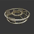 Sturdy Industrial Metal Equipment With Circular Frame Central Hole And Rectangular Plates