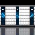Modern Product Display Background Wall With White Cabinets And Blue Light Patterns 3d model