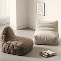 Comfortable Bean Bag Chairs Brown And Beige Soft Plush Design For Modern Minimalist Living Room