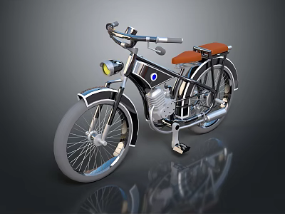 Vintage Bicycle With Classic Design Orange Seat Headlight And Chrome Frame 3d model