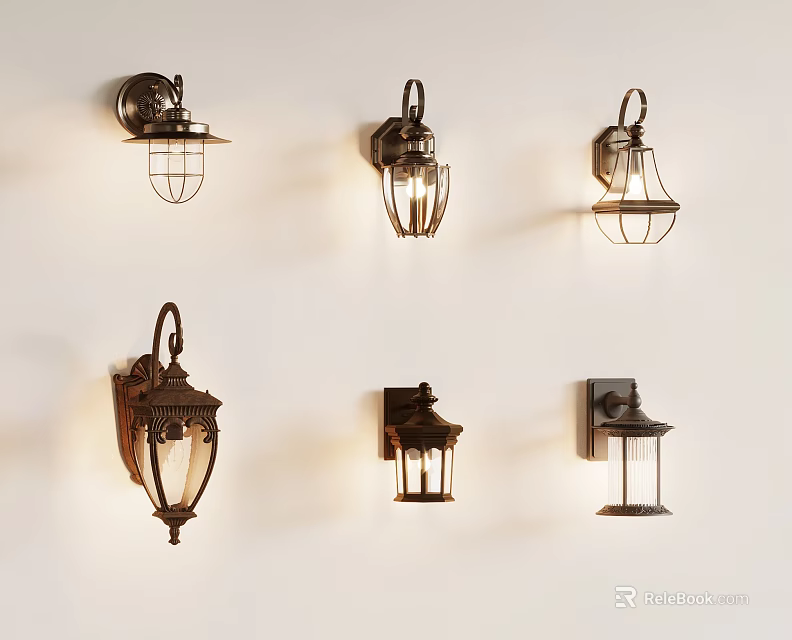 Vintage Industrial Wall Sconces with Metal Frames and Wire Mesh Shades 3d model 
