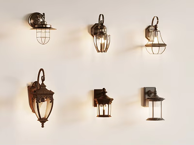 Vintage Industrial Wall Sconces with Metal Frames and Wire Mesh Shades 3d model