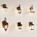 Vintage Industrial Wall Sconces with Metal Frames and Wire Mesh Shades