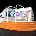 Converted Ambulance Interior With Display Shelves Steps And Medical Screen 3d model