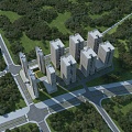 aerial view of high-rise residential building 3d model