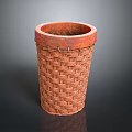 Brown Woven Storage Basket With Cylindrical Shape And Textured Design For Home Organization