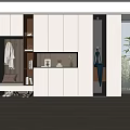 Modern Entryway Shoe Cabinet With White Cabinetry Coat Rack Bench And Indoor Plant Lighting