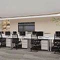 Modern Public Office Space Interior With Work Desks Computers Office Chairs And Lighting 3d model