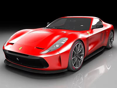 Red Ferrari Sports Car With Sleek Body Design And Stylish Alloy Wheels 3d model