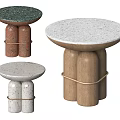 Modern Terrazzo Side Tables with Cylindrical Bases and Wrapped Details in Various Colors