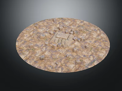 Decorative Circular Wooden Stone Tabletop Featuring Natural Texture And Small Block Design 3d model