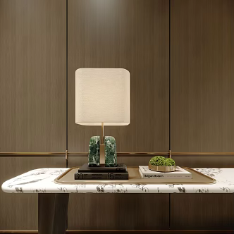 Modern table lamp tray green plant ornaments 3d model