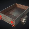 Rusty Old Trailer With Open Cargo Bed Single Wheel And Metal Hitch 3d model