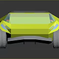 Yellow Modern Low Poly Car With Geometric Shapes Transparent Windows And Gray Wheels
