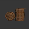 Rustic Wooden Barrels With Open Lid And Overturned Position Design Details