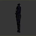 Dark Blue Workwear Jumpsuit With White Stripes And Multiple Pockets For Daily Use
