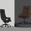Modern Leather Office Chairs Black And Brown With Wheels For Comfortable Workspace 3d model
