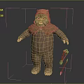 Brown Furred Animal Character Standing With Collar Holding Wooden Staff In Detailed Costume