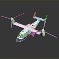 Detailed White Model Airplane Featuring Blue Red Details Two Propellers And Transparent Cockpit