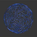 Abstract Blue Wireframe Sphere With Intricate Curved Lines And Reflective Surface