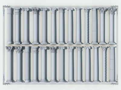 European Roman Column Gypsum 3d model