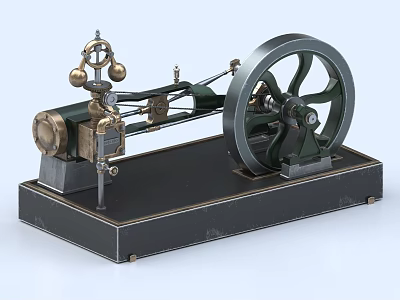 Vintage Industrial Mechanical Device Model With Metal Components And Large Wheel Base 3d model