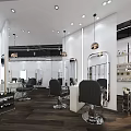 Modern Hair Salon Interior With Stylish Chairs Wooden Flooring And Product Shelves