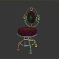 Elegant Office Chair With Purple Cushion Backrest And Metal Frame Design