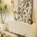 Modern Minimalist Decorative Ornament Set With Vase Photo Frames And Pampas Grass On Shelf