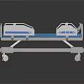 Medical Hospital Bed With Blue Mattress White Frame Side Rails And Wheels