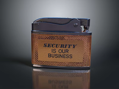 Electronic Lighter With Security Is Our Business Engraved Text And Metal Design 3d model