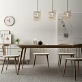 Nordic Dining Table and Chair Combination Dining Table and Chair Side Cabinet Combination 3d model