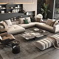 Minotti Sofa Coffee Table Combination Multi-person Corner Sofa Coffee Table Leisure Chair Side Table Corner Table 3d model