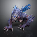 3D Fantasy Creature Model With Blue Mane Purple Scales And Sharp Claws