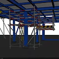 Sports Equipment Blue Yellow Steel Structure Platform With Guardrails And Stairs