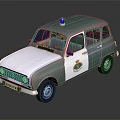 Green And White Toy Police Car With Blue Siren Light And Side Badge