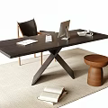 Modern desk chair combination desk stool 3d model