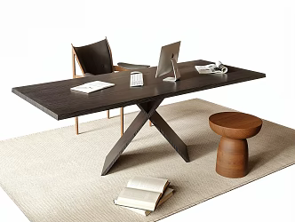 Modern desk chair combination desk stool 3d model